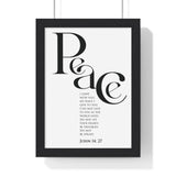 Faith Culture - "Peace I Leave with You" - John 14:27 Christian Vertical Framed Wall Art 8" x 11" Black