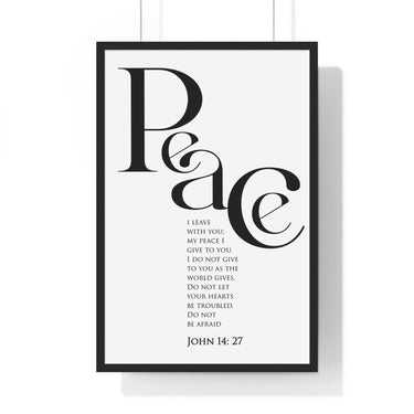 Faith Culture - "Peace I Leave with You" - John 14:27 Christian Vertical Framed Wall Art 20" x 30" Black