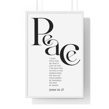 Faith Culture - "Peace I Leave with You" - John 14:27 Christian Vertical Framed Wall Art 20" x 30" White