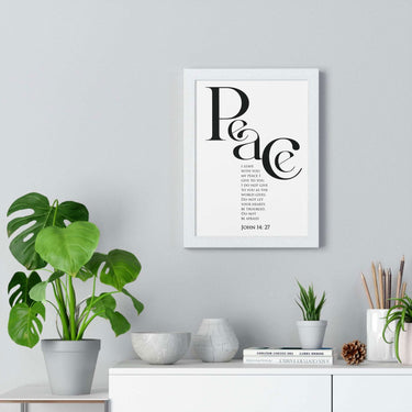 Faith Culture - "Peace I Leave with You" - John 14:27 Christian Vertical Framed Wall Art