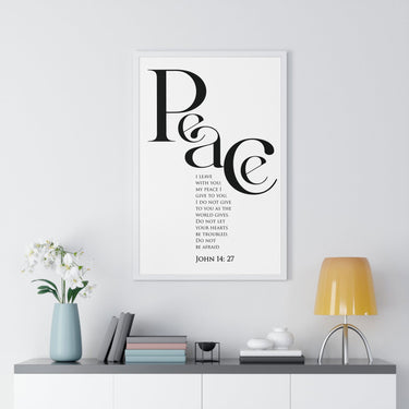Faith Culture - "Peace I Leave with You" - John 14:27 Christian Vertical Framed Wall Art