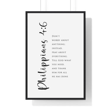 Faith Culture - Peaceful Petition - Philippians 4:6 - Christian Wall Art 24″ x 36″ Black