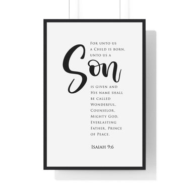 Faith Culture - Prince of Peace - Isaiah 9:6 - Christian Wall Art 24″ x 36″ Black