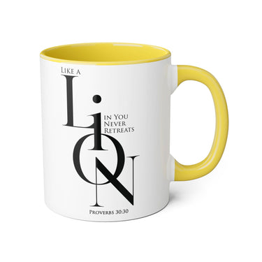 Faith Culture - Proverbs 30:30 - Christian Accent Coffee Mug (11oz) Yellow 11oz