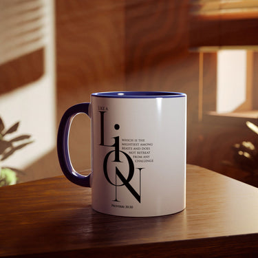 Faith Culture - Proverbs 30:30 - Christian Accent Coffee Mug (11oz) Blue 11oz