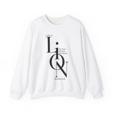 Faith Culture - Proverbs 30:30 - Christian Unisex Heavy Blendâ„¢ Crewneck Sweatshirt White