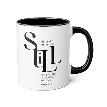 Faith Culture - Psalm 23:2 - Christian Accent Coffee Mug (11oz) Black 11oz