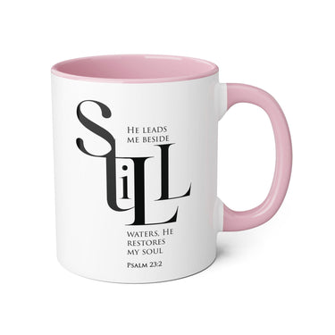 Faith Culture - Psalm 23:2 - Christian Accent Coffee Mug (11oz) Pink 11oz