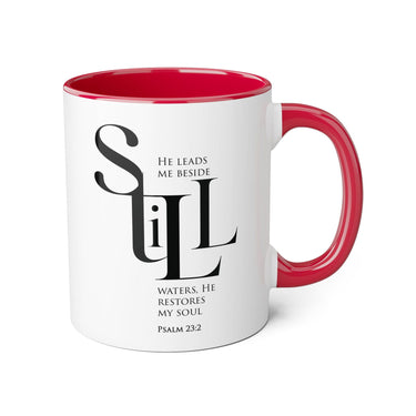 Faith Culture - Psalm 23:2 - Christian Accent Coffee Mug (11oz) Red 11oz