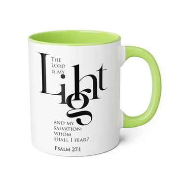 Faith Culture - Psalm 27:1 - Christian Accent Coffee Mug (11oz) Light Green 11oz