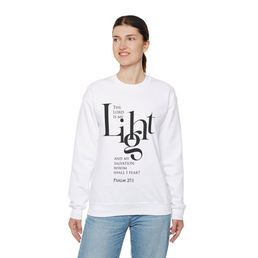 Faith Culture - Psalm 27:1 - Christian Unisex Heavy Blendâ„¢ Crewneck Sweatshirt White