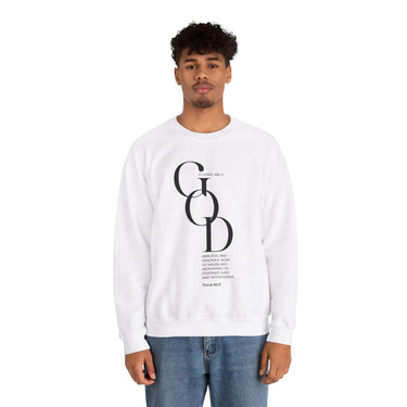 Faith Culture - Psalms 86:15 - Christian Unisex Heavy Blendâ„¢ Crewneck Sweatshirt White