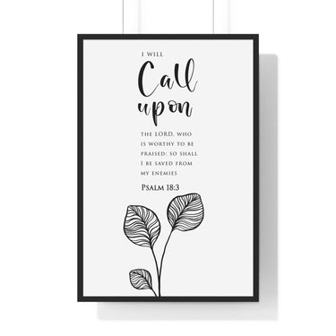 Faith Culture - Rock of Refuge - Psalm 18:3 - Christian Wall Art 24″ x 36″ Black