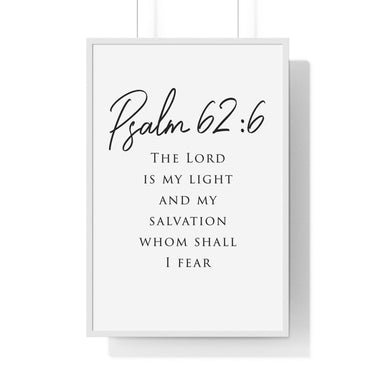 Faith Culture - Rock of Salvation - Psalm 62:6 - Christian Wall Art 24″ x 36″ White
