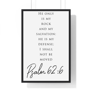 Faith Culture - Rock of Salvation - Psalm 62:6 - Christian Wall Art 20" x 30" Black