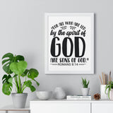 Faith Culture - Romans 8:14 - All Who Are Led by the Spirit of God Are Sons of God - Christian Vertical Framed Wall Art 11β³ x 14β³ White