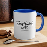 Faith Culture - Sacrificial Love - John 15:13 Christian Accent Coffee Mug 11oz Blue