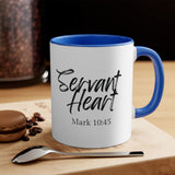 Faith Culture - Servant Heart - Mark 10:45 Christian Accent Coffee Mug 11oz Blue