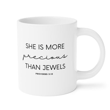 Faith Culture - She is Far More Precious than Jewels Proverbs 31:10 Christian Ceramic Mug (11oz5oz0oz) 20oz White