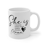Faith Culture - She is a Devoted, Loving, Tender, Hopeful, Graceful Mama - 11oz Christian Coffee Mug 11oz White