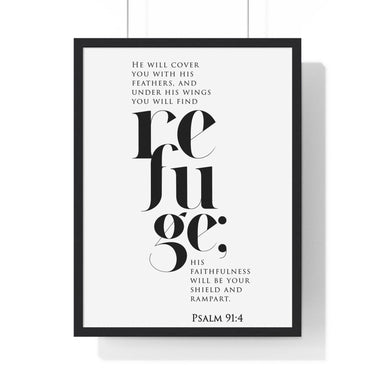 Sheltered Wings - Psalm 91:4 - Christian Wall Art 18″ x 24″ Black