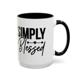 Faith Culture - Simply Blessed Christian Thanksgiving Accent Coffee Mug, 11oz and 15oz 15oz Black