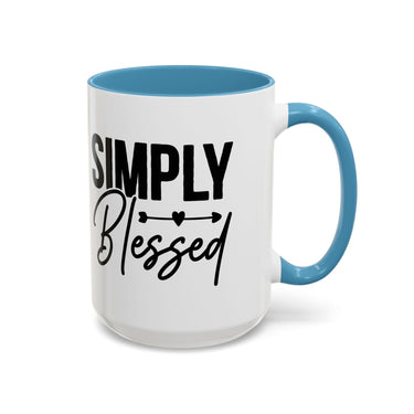 Faith Culture - Simply Blessed Christian Thanksgiving Accent Coffee Mug, 11oz and 15oz 15oz Light Blue