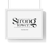 Faith Culture - Strong Tower - Proverbs 18:10 - Christian Wall Art 14″ x 11″ White