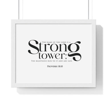Faith Culture - Strong Tower - Proverbs 18:10 - Christian Wall Art 14″ x 11″ White