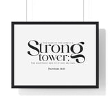 Faith Culture - Strong Tower - Proverbs 18:10 - Christian Wall Art 24″ x 18″ Black