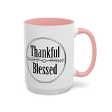 Faith Culture - Thankful & Blessed - Christian Thanksgiving Accent Coffee Mug, 11oz and 15oz 15oz Pink