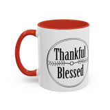 Faith Culture - Thankful & Blessed - Christian Thanksgiving Accent Coffee Mug, 11oz and 15oz