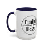 Faith Culture - Thankful & Blessed - Christian Thanksgiving Accent Coffee Mug, 11oz and 15oz