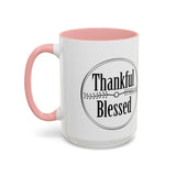 Faith Culture - Thankful & Blessed - Christian Thanksgiving Accent Coffee Mug, 11oz and 15oz