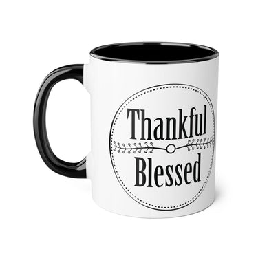 Faith Culture - Thankful & Blessed - Christian Thanksgiving Accent Mug, 11oz Black 11oz