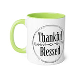 Faith Culture - Thankful & Blessed - Christian Thanksgiving Accent Mug, 11oz Light Green 11oz