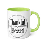 Faith Culture - Thankful & Blessed - Christian Thanksgiving Accent Mug, 11oz