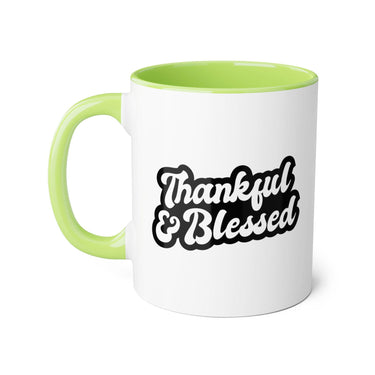 Faith Culture - Thankful & Blessed - Christian Thanksgiving Accent Mug, 11oz Light Green 11oz