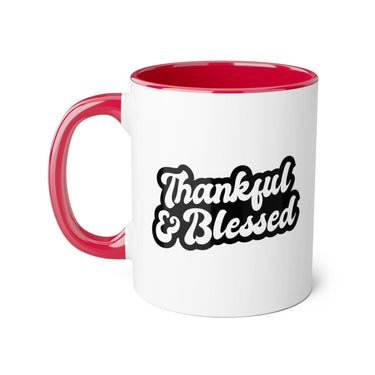 Faith Culture - Thankful & Blessed - Christian Thanksgiving Accent Mug, 11oz Red 11oz