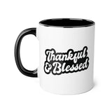 Faith Culture - Thankful & Blessed - Christian Thanksgiving Accent Mug, 11oz Black 11oz