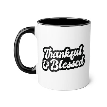 Faith Culture - Thankful & Blessed - Christian Thanksgiving Accent Mug, 11oz Black 11oz
