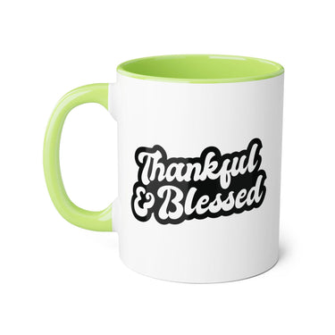 Faith Culture - Thankful & Blessed - Christian Thanksgiving Accent Mug, 11oz Light Green 11oz