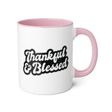 Faith Culture - Thankful & Blessed - Christian Thanksgiving Accent Mug, 11oz