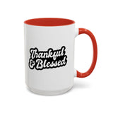 Faith Culture - Thankful & Blessed Christian Thanksgiving Accent Coffee Mug, 11oz and 15oz 15oz Red