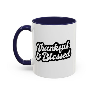 Faith Culture - Thankful & Blessed Christian Thanksgiving Accent Coffee Mug, 11oz and 15oz