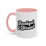 Faith Culture - Thankful & Blessed Christian Thanksgiving Accent Coffee Mug, 11oz and 15oz