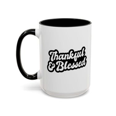 Faith Culture - Thankful & Blessed Christian Thanksgiving Accent Coffee Mug, 11oz and 15oz