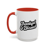 Faith Culture - Thankful & Blessed Christian Thanksgiving Accent Coffee Mug, 11oz and 15oz