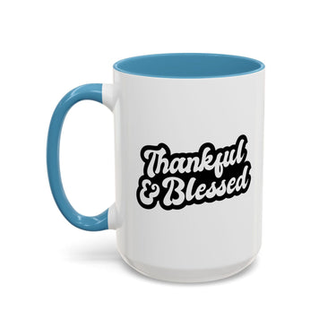 Faith Culture - Thankful & Blessed Christian Thanksgiving Accent Coffee Mug, 11oz and 15oz