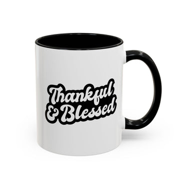 Faith Culture - Thankful & Blessed Christian Thanksgiving Accent Coffee Mug, 11oz and 15oz 11oz Black